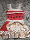 Moana Dress Adventure Outfit With Necklace & Flower Hair Clip 7-8Yrs