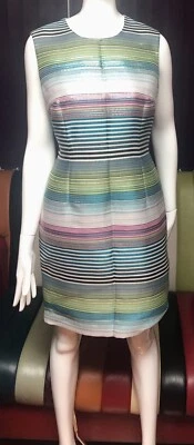 Vestido a rayas sin mangas Escada Shift genuino para mujer talla 40 UK 14 Foto 1 de 4
