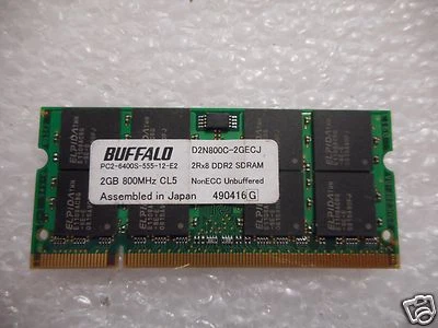 Buffalo 2GB 2RX8 PC2-6400S DDR2-SDRAM Laptop Memory - (01) D2N800C-2GECJ - Image 1 of 2