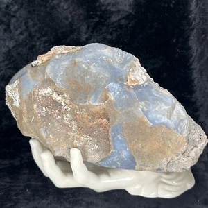 Calidad Azul Calcedonia 8-1/3" Ágata Chert Lapidario Curación Natural Áspera Reiki - Imagen 1 de 12