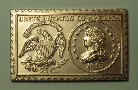 1815 United States Liberty Capped Bust Quarter Dollar Numistamp Medal 1974 Reed Cover