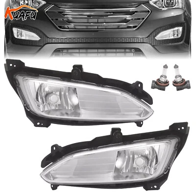 Front Driving Fog Light Lamp Chrome Pair for Hyundai Santa Fe Sport 2013-2016 - Image 1 of 4