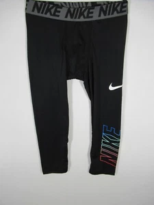 Nike Compression Leggings Youth Boys XL Black Fitted Cropped - Picture 1 of 5