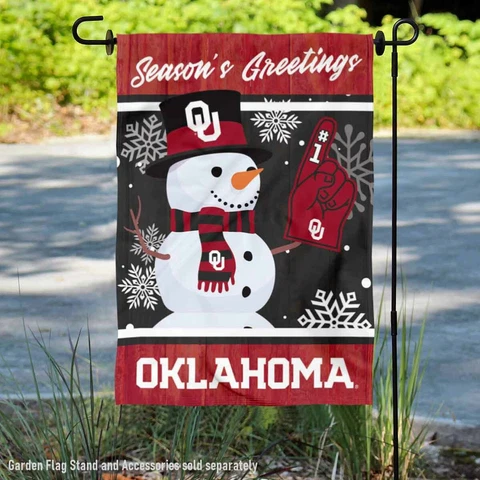 Oklahoma Sooners Holiday Winter Snow Garden Flag and Yard Banner Cover