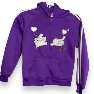 Angel Diva Graphic Print Jacket Girls 14/16 Purple Embroidered Hood Casual Y2K - Picture 1 of 8