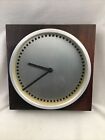 Robert Abbey battery operated wall clock Tested 10" Wood & Brushed Silver Toned