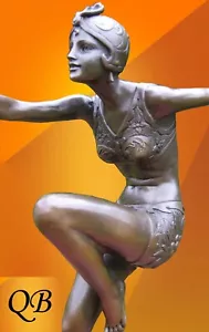More details for art deco bronze figurine sculpture statue con brio female lady 1920 flapper