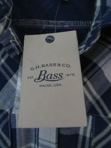 Bass Size M Blue Plaid Button Front Long Sleeve Shirt Retail $80 100% Cotton - Bild 1 von 11