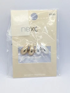 Next Chunky Gold And Silver Earring Set - New With Tags - Picture 1 of 4