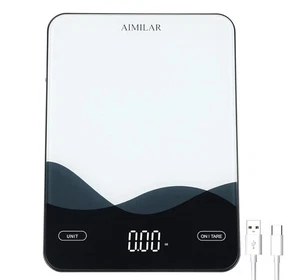 AIMILAR Lebensmittelwaage, aufladbare LED-Anzeige 22 Pfund mit USB C wiederaufladbar Digital121 - Bild 1 von 8