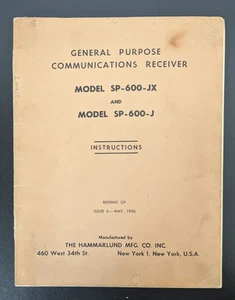 HAMMARLUND SP-600-JX SP-600-J Communications Receiver Instruction Manual ORG - Zdjęcie 1 z 14