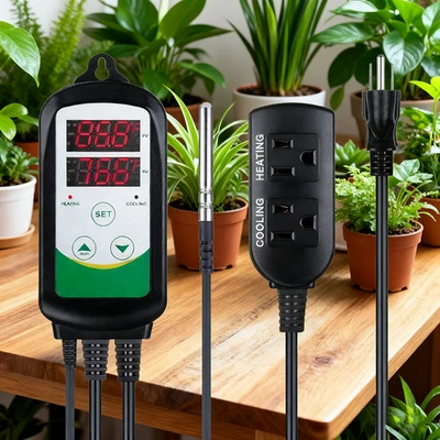Controlador de temperatura digital calefacción refrigeración toma termostato enchufe EE. UU. Foto 1 de 4