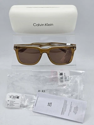 Gafas de sol para hombre Calvin Klein marrón claro cristal rectangulares CK24536S 54-19-145 Foto 1 de 4