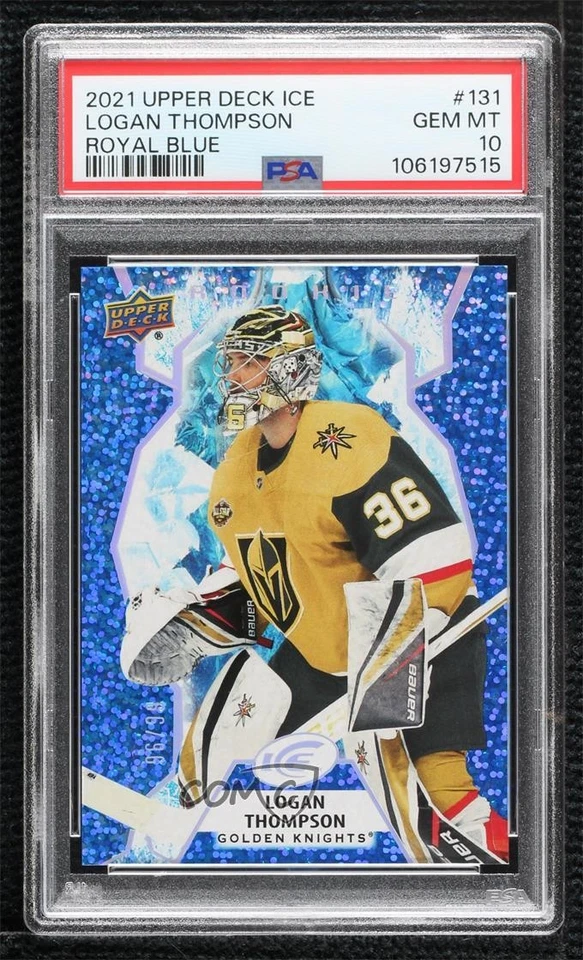 2021 Upper Deck Ice Royal Blue /99 Logan Thompson #131 PSA 10 GEM MT Rookie RC - Image 1 of 2