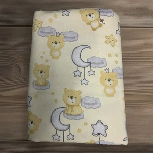 Fitted Cot Sheet Sleepy Bear Moon + Stars Handmade 100% Cotton Flannelette. - Picture 1 of 1
