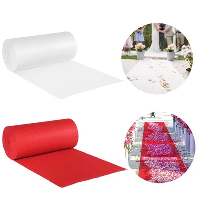 Red/White Wedding Carpet Non-Woven Polyester Wedding Aisle Runner for Ceremony - Image 1 of 4
