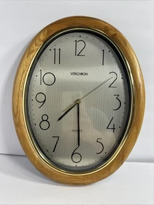 Reloj de pared Verichron madera ovalada vintage mediados de siglo funcionando - Imagen 1 de 6