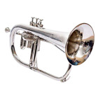3 Valve Brass Bb Flugelhorn Nickel Plated By Zaima With Case, Mouthpiece For All