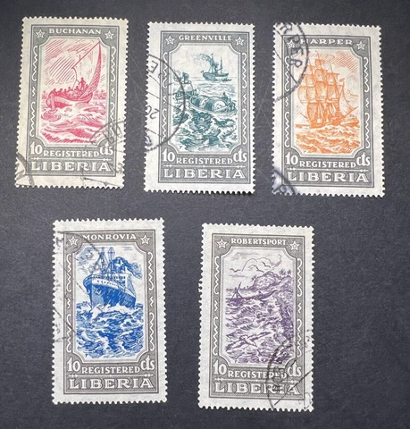 Liberia #F30-34 Used Complete Set 1921 Cover