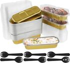 150Pcs Mini Loaf Pans with Lids and Spoons 200Ml Non-Stick Aluminum Foil Loaf Pa