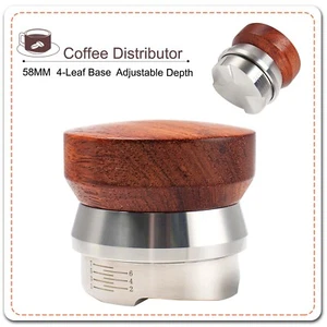 Distribuidor de café 58 mm Herramienta niveladora de café espresso Profundidad ajustable Base de 4 cuchillas - Imagen 1 de 13