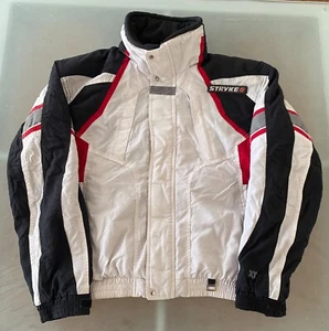 Spyder Stryke XT Mens Waterproof Ski Snowboard Jacket Stowaway Hood White Red - Picture 1 of 8