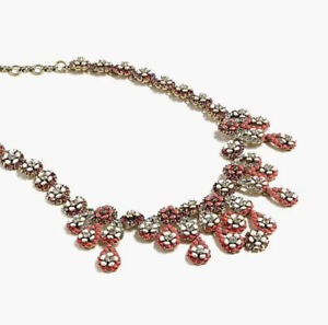 NWT J Crew Floral Chandelier Necklace F3792 Red White $118