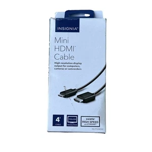 4' INSIGNIA Mini HDMI to HDMI Cable Adapter High Speed Ethernet - Picture 1 of 3