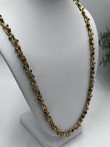 VETEMENTS Collana Lunga Strass Multicolore Talbots Colore Maglia Oro Colore Nuova