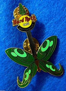 NOTTINGHAM ENGLAND FOREST GREEN BUTTERFLY GUITAR SERIES Hard Rock Cafe PIN - Picture 1 of 1