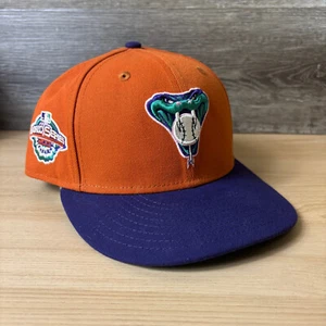 Arizona Diamondbacks Hat Cap Fitted 7 3/8 Orange World Series Corbin Burnes - Picture 1 of 10