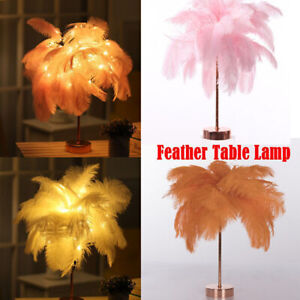 Room Feather Table Lamp Warm White Light LED Wedding DIY Decor Lights Xmas Gift