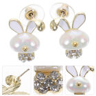 Easter Bunny Pearl CZ Stud Earrings for Women-IQ