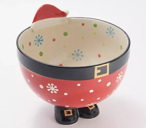 TEMP-TATIONS Seasonal Christmas Santa Figural 2 Quart Serving Bowl NEW H263607 - Picture 1 of 2