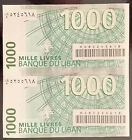 Lebanon 2008 banknote 1000 Livres UNC Uncut pair - Rare