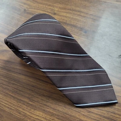 Винтажный мужской магазин Sears Green Label роскошный галстук коричневый полковой в полоску галстук 3 дюйма - Изображение 1 из 4