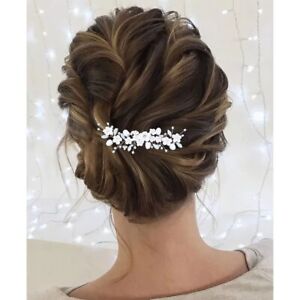 Gorais Flower Bride Wedding Hair Comb Silver Opal Bridal Piece 