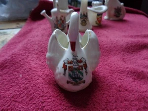 3 X ARCADIAN CRESTED CHINA SWAN, WATERING CAN, VASE - Picture 1 of 8