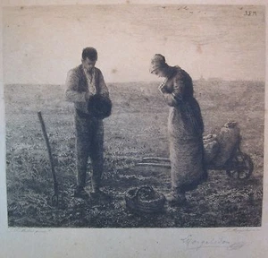ANTIGUO 1888 FRANCÉS BARBIZON DESPUÉS DEL MIJO GRABADO MUSEO CALIDAD FIRMADO BELLAS ARTES - Imagen 1 de 12