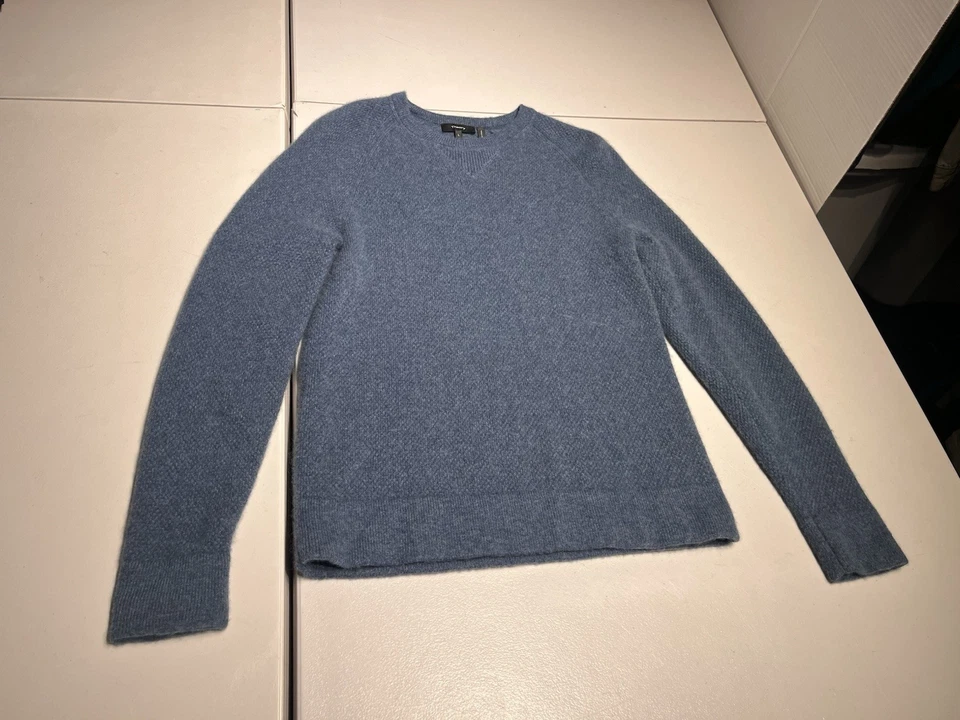 Suéter Theory Feminino Grande Azul Cashmere Malha Pulôver Macio Trabalho Casual - Imagem 1 de 4