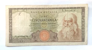 50000 LIRE  LEONARDO DA VINCI   DECR. MIN. 19/07/1970   RARA - Picture 1 of 5