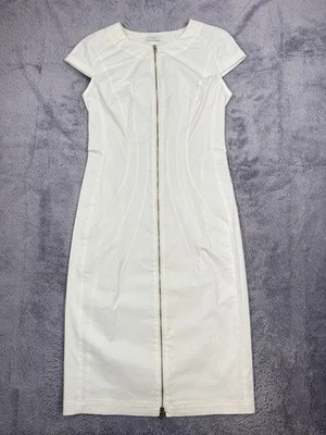 Vestido lápis Malo tamanho 40 Reino Unido 6 8 branco mistura de algodão ajustado casamento Itália - Imagem 1 de 4