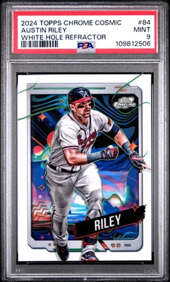2024 Topps Chrome Cosmic Austin Riley #84 White Hole Refractor PSA 9 - Image 1 of 2