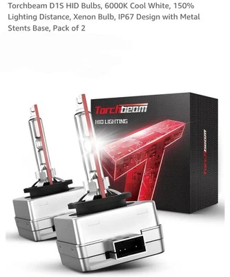 Torchbeam D1S HID Bulbs, 6000K Cool White, 150% Lighting Distance, Xenon... - Image 1 of 4
