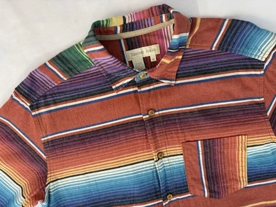 The Territory Ahead Button Up Shirt Mens M Colorful Striped RGB Short Sleeve - Image 1 of 4