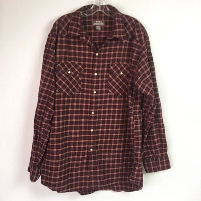 Camisa de Franela Moose Creek Para Hombres 2XLT Borgoña Ladrillo Rojo A Cuadros Frente a Presión XXL Alta Foto 1 de 4