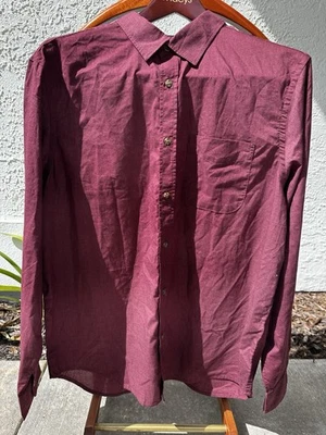 Camisa Old Navy Para Hombre Calce Regular Diario Borgoña Manga Larga Con Botones XL Foto 1 de 2