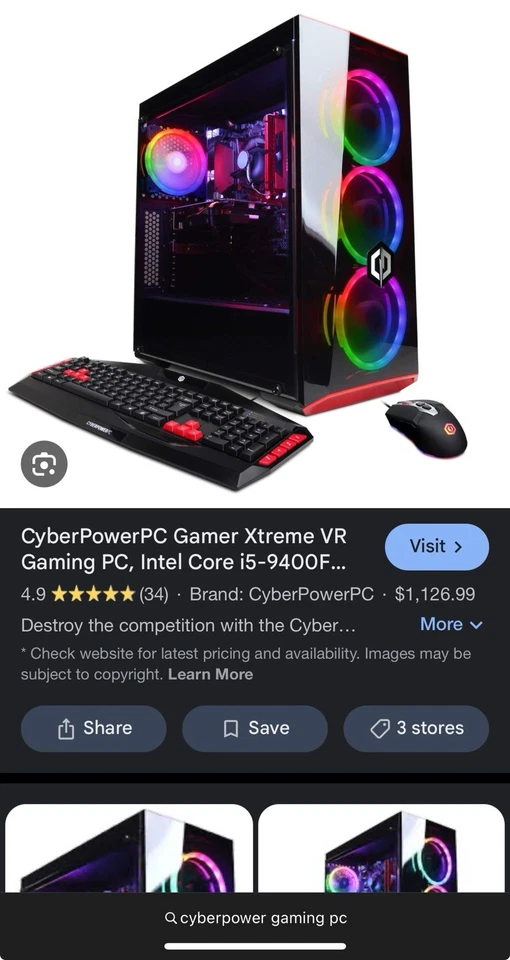 CYBERPOWER Gaming PC - Intel i5-8400 CPU @ 2.80GHz 8GB RAM, 1TB SSD, GTX 1060  - Image 1 of 1