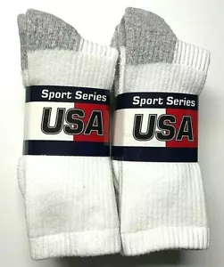 6 Pair Men Thick White Work/ Sport Cushioned To Top Crew Sock Size 9-11 USA. - Picture 1 of 6