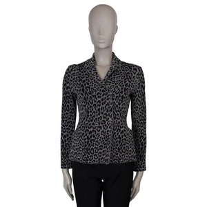 71091 auth CHRISTIAN DIOR grey viscose 2021 MIZZA LEOPARD BAR Jacket 38 S - Picture 1 of 6